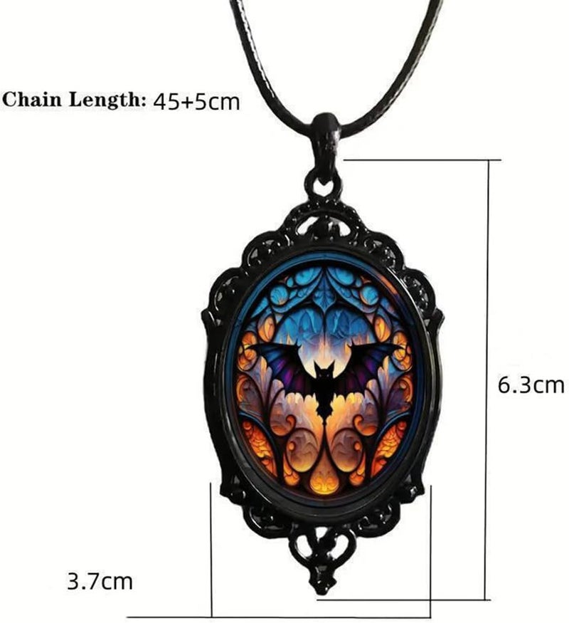 MIFYNN Gothic Bat Glass Pendant Necklace for Women Vintage Gothic Rope Chain Witch Bat Choker Dark Punk Style Necklace Victoria Emboss Necklaces Mystic Witch Jewelry Accessories - Image 2